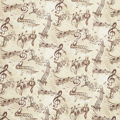 Sonata - Vintage Music Notes Tan Yardage