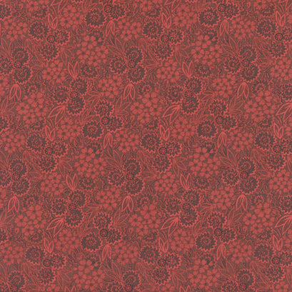 Autumn Farmhouse - Pressed Flowers Red Yardage