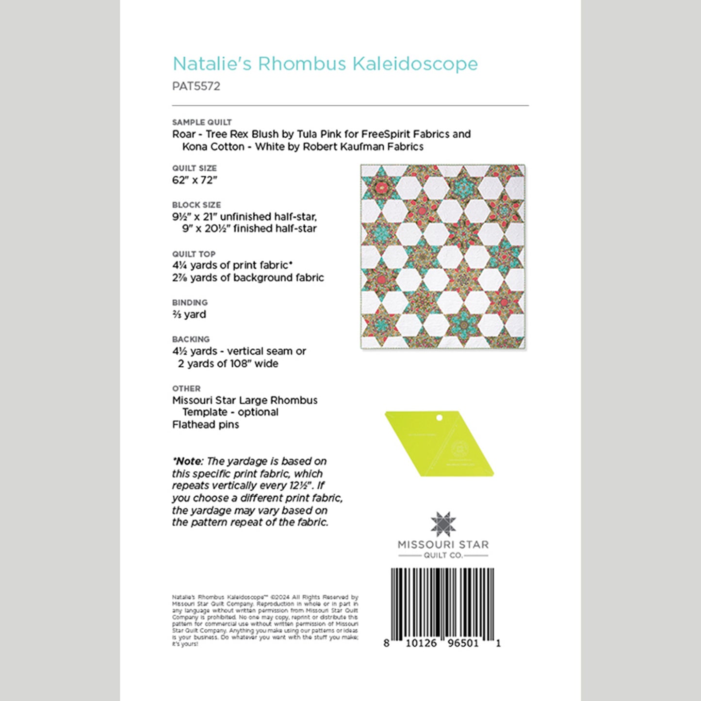 Digital Natalie's Rhombus Kaleidoscope Quilt Pattern by Missouri Star Alternative View #1