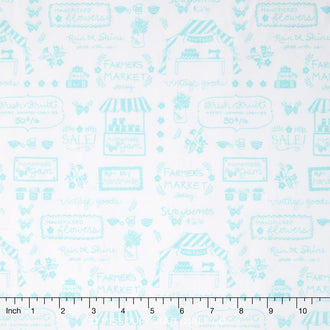 Vintage Market - Text Aqua Yardage