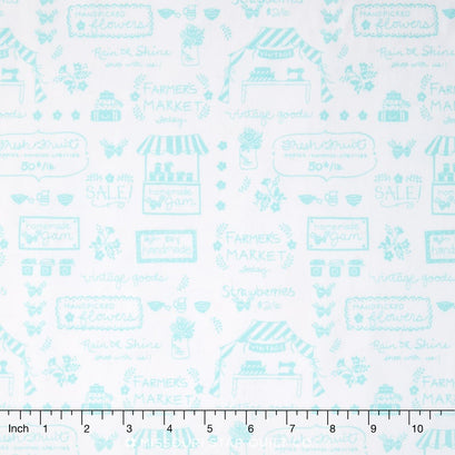 Vintage Market - Text Aqua Yardage