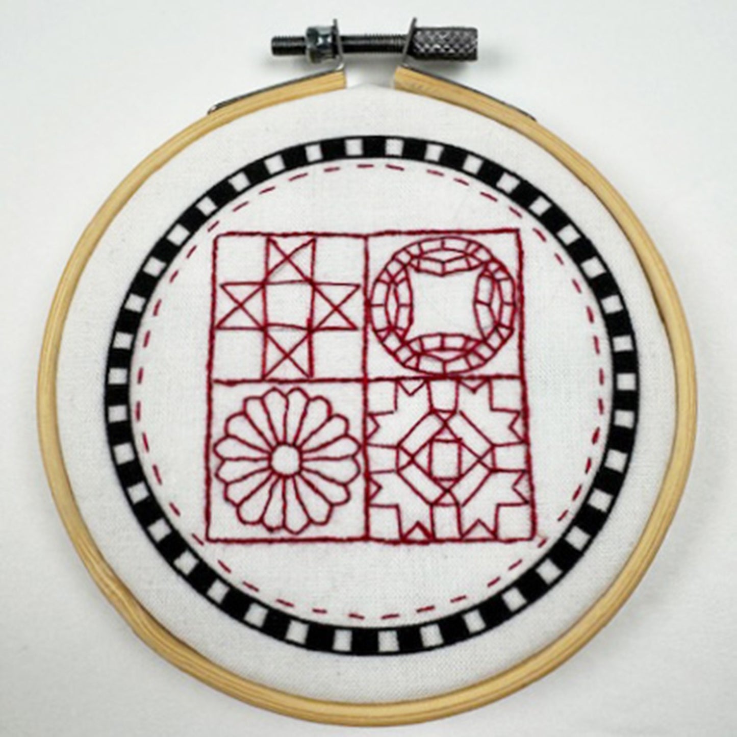 Four-Patch Sampler Hoop Embroidery Kit Primary Image