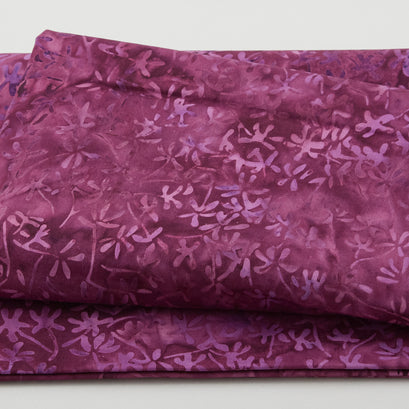 Brilliant Gems Batiks - Mini Leaves Pink Plum 2 Yard Cut