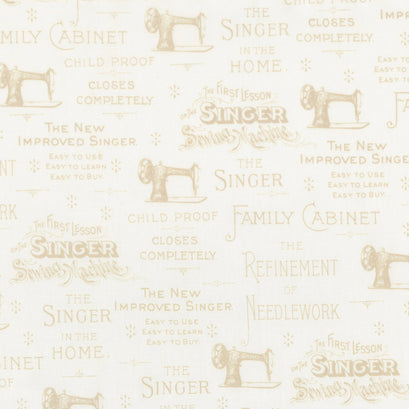 Sewing with Singer - Text Ivory Yardage