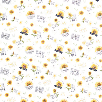Honey Bees and Flowers Please - FloralMain White Yardage