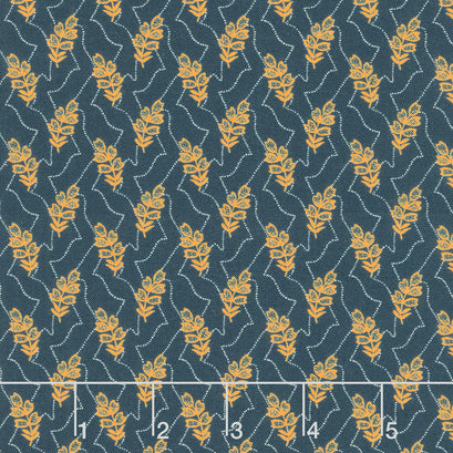 Circa - Sharp Cheddar Verdure Indigo Yardage