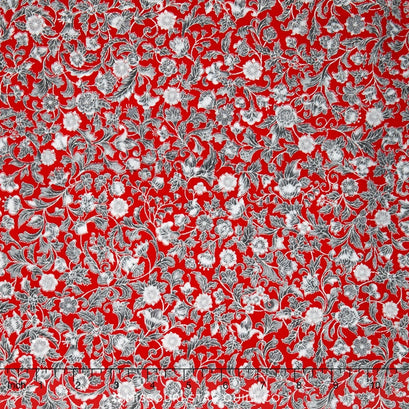 Holiday Flourish 9 - Silver Colorstory Floral Red Metallic Yardage