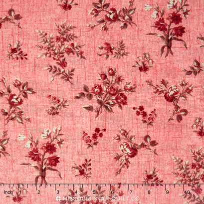 Toile de Jouy - Toile Floral Coral Yardage