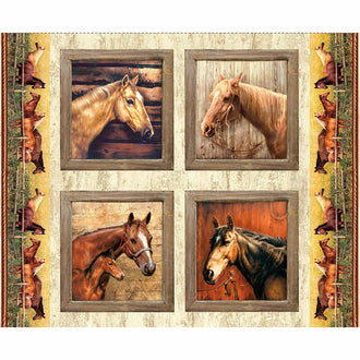 Hold Your Horses - Horses Pillow Digitally Printed Panel