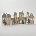 Printed Wood Foldable Village Scene with Tree and Snowmen