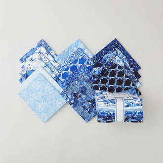 Holiday Flourish Festive Finery Blue Colorstory Metallic Fat Quarter Bundle