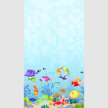 Under The Sea - Fish Border Light Blue Yardage Alternative View #1
