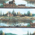 Naturescapes - Northwood - Moose Lodge Border Stripe Green Multi Yardage Primary Image