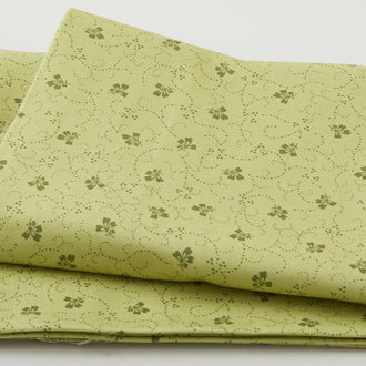 Poppies - Floral Swirl Green 2 Yard Cut