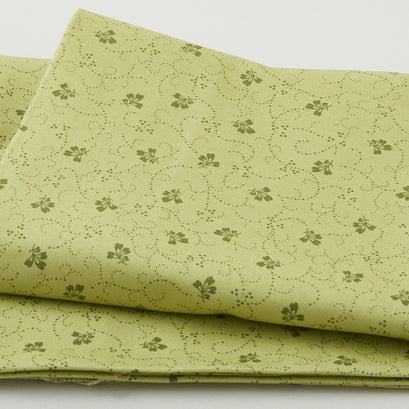 Poppies - Floral Swirl Green 2 Yard Cut
