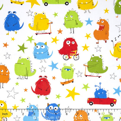 Monsters - Monsters Primary White Yardage