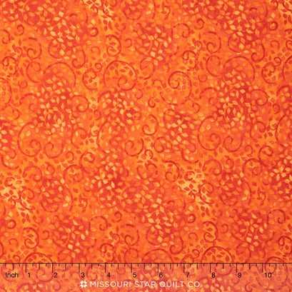 Wilmington Essentials - Sunny Side Up Leafy Scroll Medium Orange Yardage