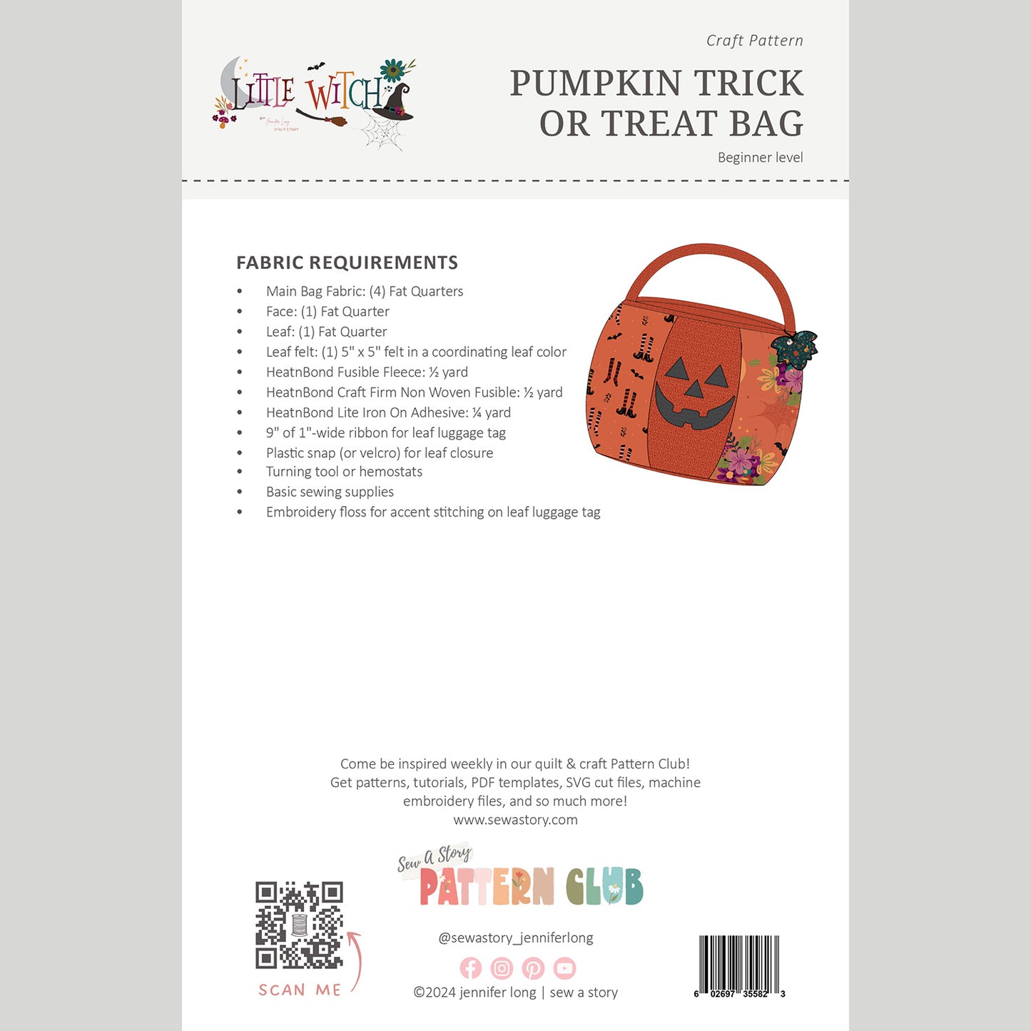 Digital Download - Pumpkin Trick or Treat Bag Pattern Alternative View #1