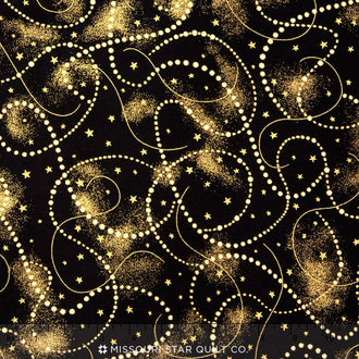 Holiday Flourish - Garland Black Metallic Yardage