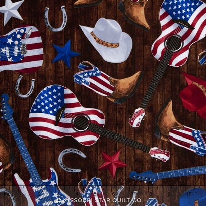 Western - Guitars/Cowboy Hats/Boots Yardage