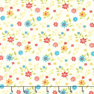 Here Comes the Sun - Flower Toss Cream Yardage