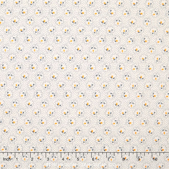 Cheddar and Indigo - Leaves Cream Yardage