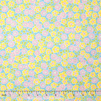 Cozy Cotton Flannels - Flowers Aqua Yardage