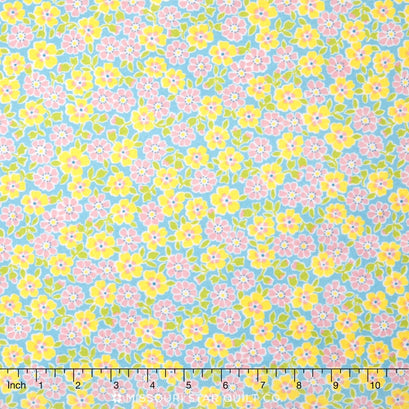 Cozy Cotton Flannels - Flowers Aqua Yardage