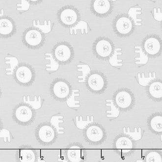 Penned Pals Flannel - Shadow Colorstory Lions Grey Yardage