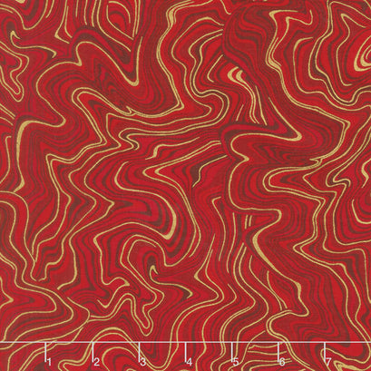 Holiday Flourish 11 - Holiday Marble Crimson Metallic Yardage