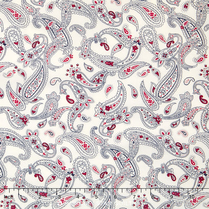 Sevenberry - Bandana Packed Paisley White Yardage
