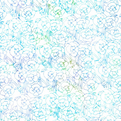 Floral Fun Batiks - Pansy White Yardage
