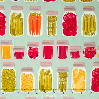 Farm Girl - Mason Jars Teal Yardage