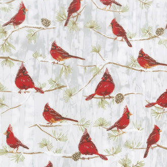 Winter White 3 - Ice Birds Branches Ice Metallic Yardage