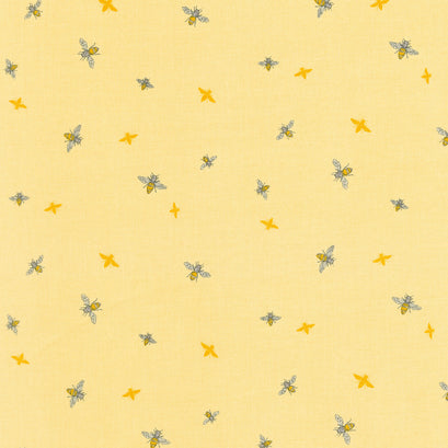 Honey Bees and Flowers Please - Bees Yellow Yardage