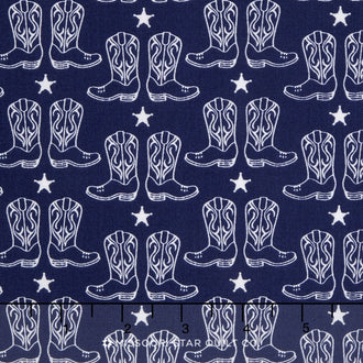 Cowboy - Cowboy Boots Blue Yardage