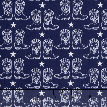 Cowboy - Cowboy Boots Blue Yardage
