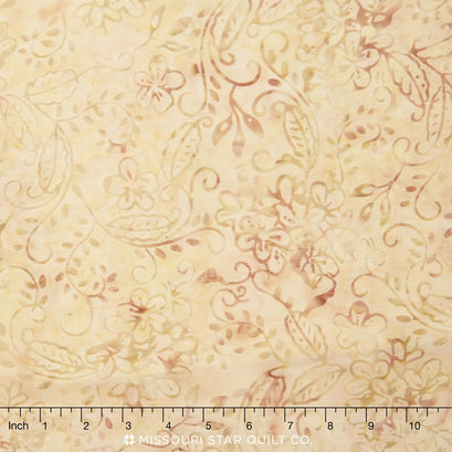 Tonga Batiks - Rose Jasmine Bunches Buff Yardage