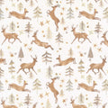 Winter Dreams - Stags White Metallic Yardage Primary Image