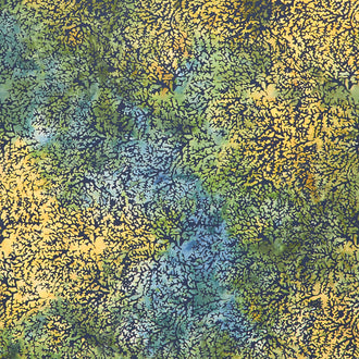 Turtle Cove Batiks - Coral Purple Green Flourite Yardage