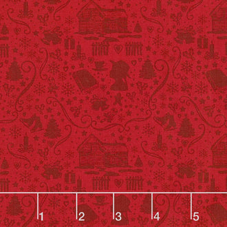 Anne of Green Gables Christmas - Silhouette Red Yardage