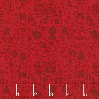 Anne of Green Gables Christmas - Silhouette Red Yardage