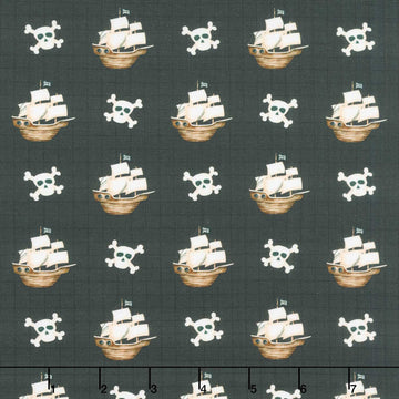 Pirates Ahoy - Ships Black Yardage