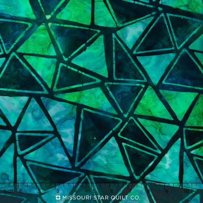 Artisan Batiks - Graphic Elementals Sea & Sky Tossed Triangles Grasshopper Yardage