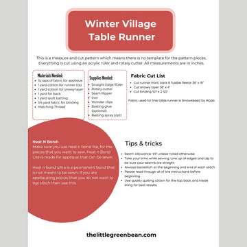 Digital Download - Winter Village Table Runner Pattern Alternative View #1