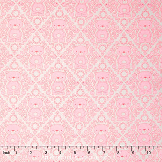 Teddy Bear's Picnic - Teddy Damask Pink Yardage