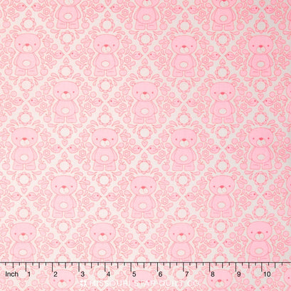 Teddy Bear's Picnic - Teddy Damask Pink Yardage