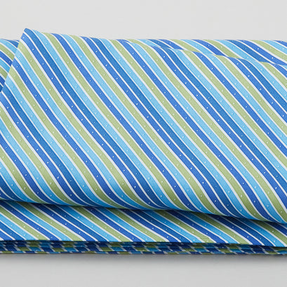 Alpha-Bots - Diagonal Stripe Blue/Green 3 Yard Cut