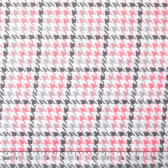 Cozy Cotton Flannels - Houndstooth Bubble Gum Yardage