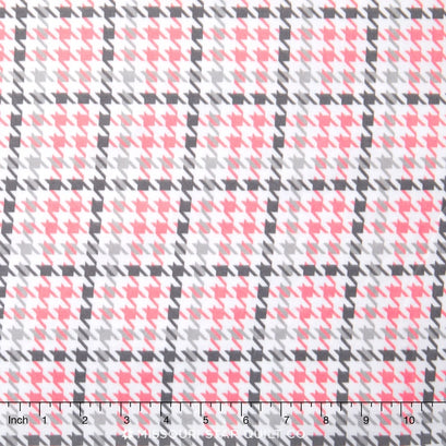 Cozy Cotton Flannels - Houndstooth Bubble Gum Yardage